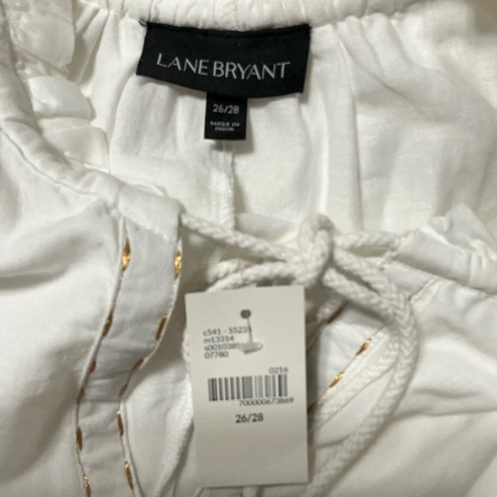 NWT Lane Bryant White Embroidered Cotton Maxi Dress size 26/28